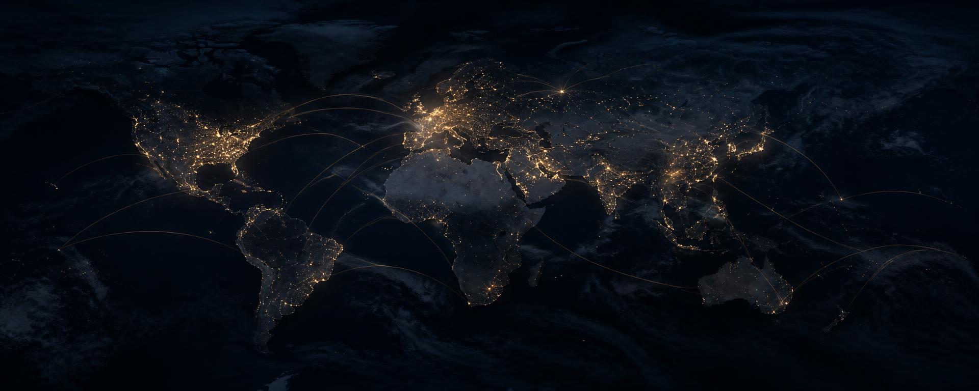 World map illuminated with Global Sports Alliance connections